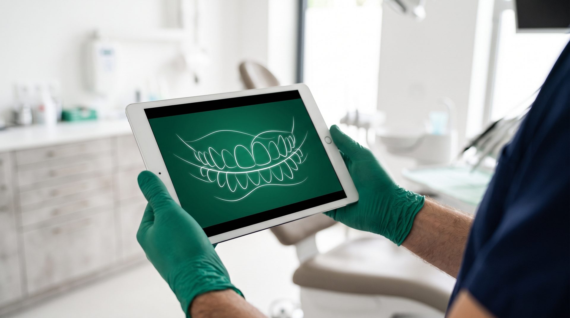 Plan digital al zâmbetului pe tabletă, în cabinetul Bel-Dent Baia Mare